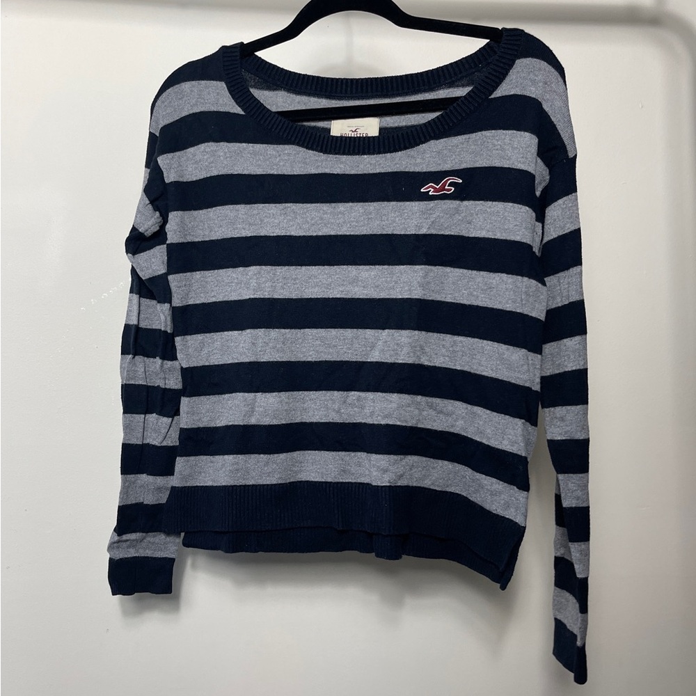 Hollister Striped Sweater Navy / Light Blue Gray Size Small